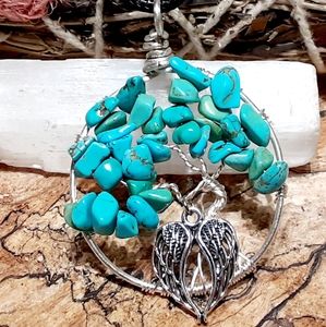 SOLD Angel Wings Tree of Life Wirewrapped Pendant Necklace
Boho, Handcrafted